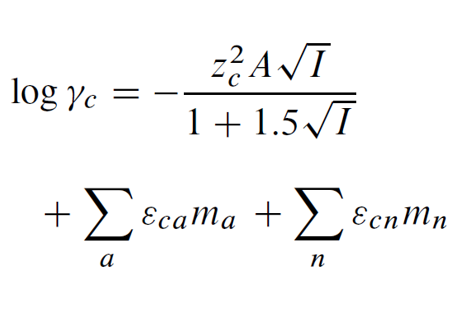 SIT activity coefficients